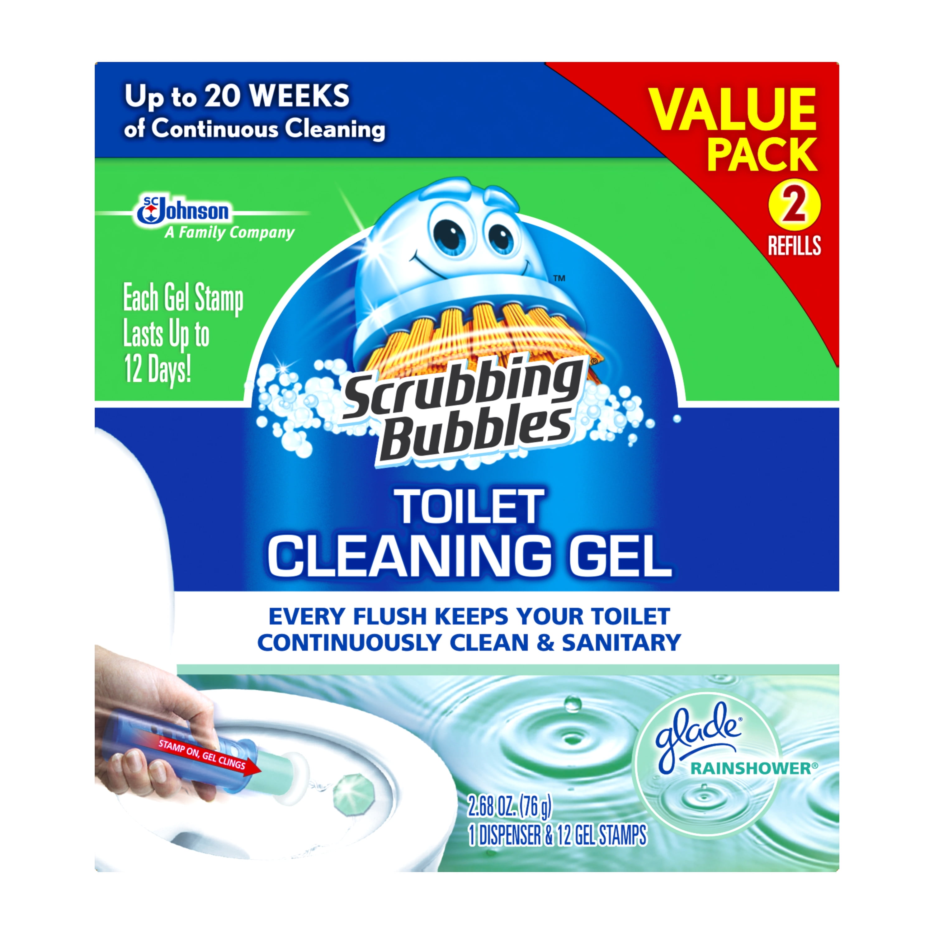 Scrubbing Bubbles Toilet Cleaning Gel Starter Kit Glade Rainshower (2
