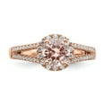 thumbnail image 4 of Solid 14k Rose Gold Morganite Diamond Halo Engagement Ring Size 9 (.284 cttw.), 4 of 7
