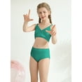 thumbnail image 6 of GYRATEDREAM Girl's 2 Piece Swimsuit Solid V Neck Spaghetti Strap Bikini Sets Beach Bathing Suit Swimwear for Teen Kids, 6 of 9