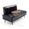 thumbnail image 4 of GZXS 55-Inch Black Faux Leather Upholstered Bench with 360-Degree Swivel Tray and Metal Legs, Entryway/Window Ottoman Bench with Backrests for Bedroom, Living Room, 4 of 7