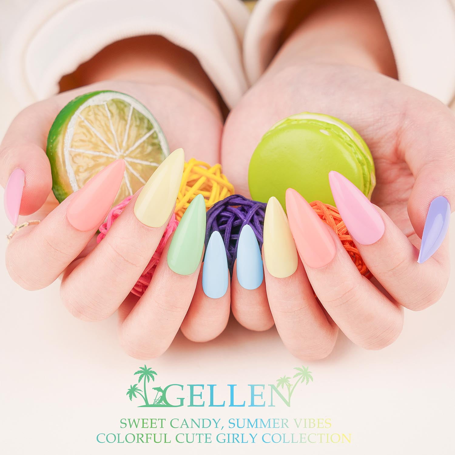 Gellen Gel Nail Polish Starter Kit with 54W UV Light, 6 Colors Light Macaron Gel Polish with Base and Top Coat, Soak Off Gel Polish Kit with UV Nail Lamp, Gel Nail Polish Kit Gift for Women
