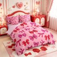 thumbnail image 2 of Manfei Kawaii Bowknot 7-Piece King Bedding,Cute Coquette Bow King Bed in a Bag,Pink Reversible, 2 of 7