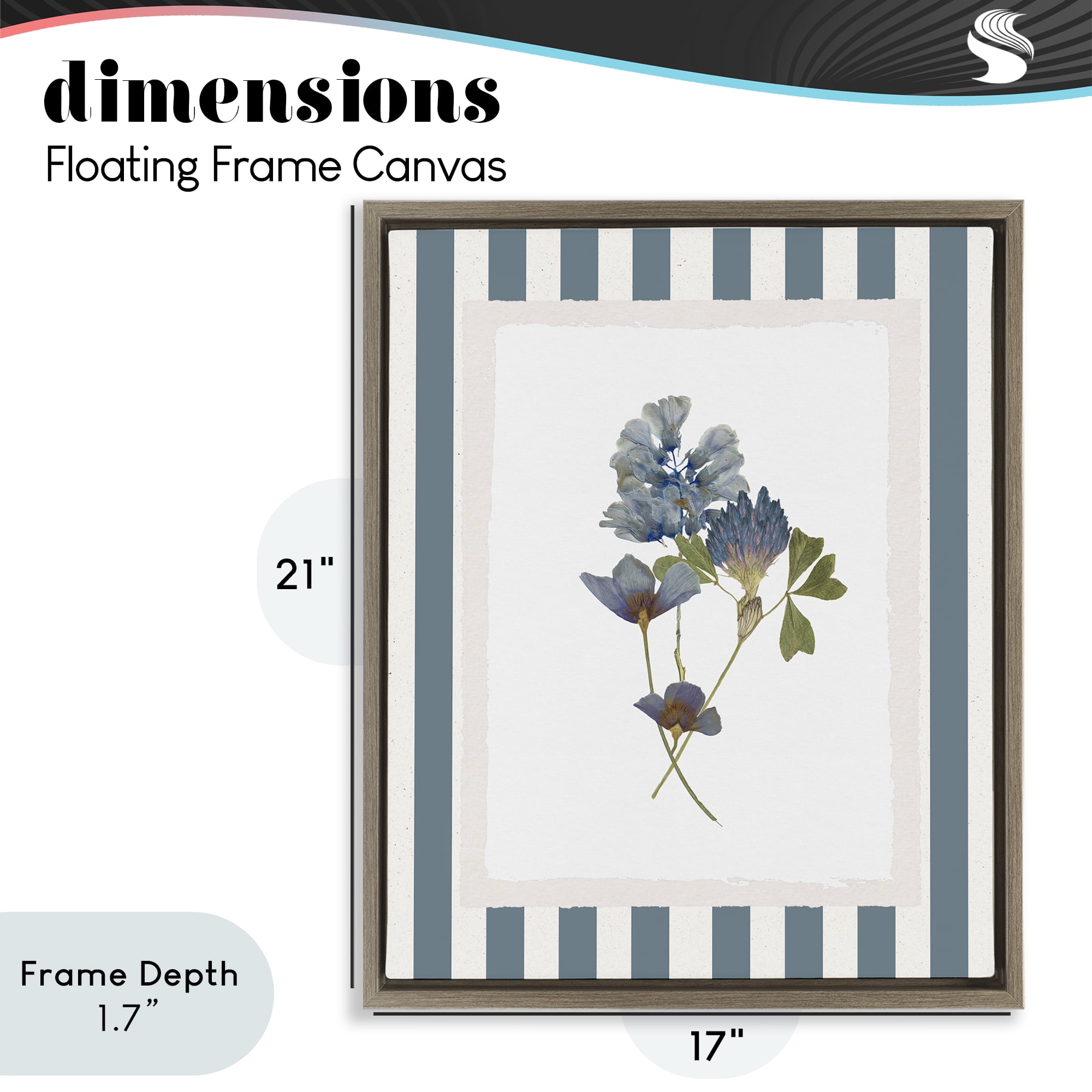 Stupell Industries Blue Summer Memory Florals Brown Framed Floater Canvas Wall Art, design by Val Rhodes