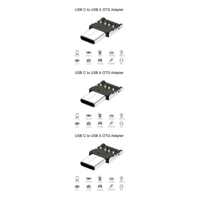 Wisewang Type-C to USB Adapters OTG Converter Handheld Universal Compatible Cell Phone Accessories for Data Transmission No.1 3Set