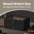 thumbnail image 3 of LEDREM 2-Tier Wooden Watch Box with 8-Slot Display, Large Glass Lid & Removable Pillows, Velvet-Lined Jewelry Organizer, Ebony Black, 3 of 6