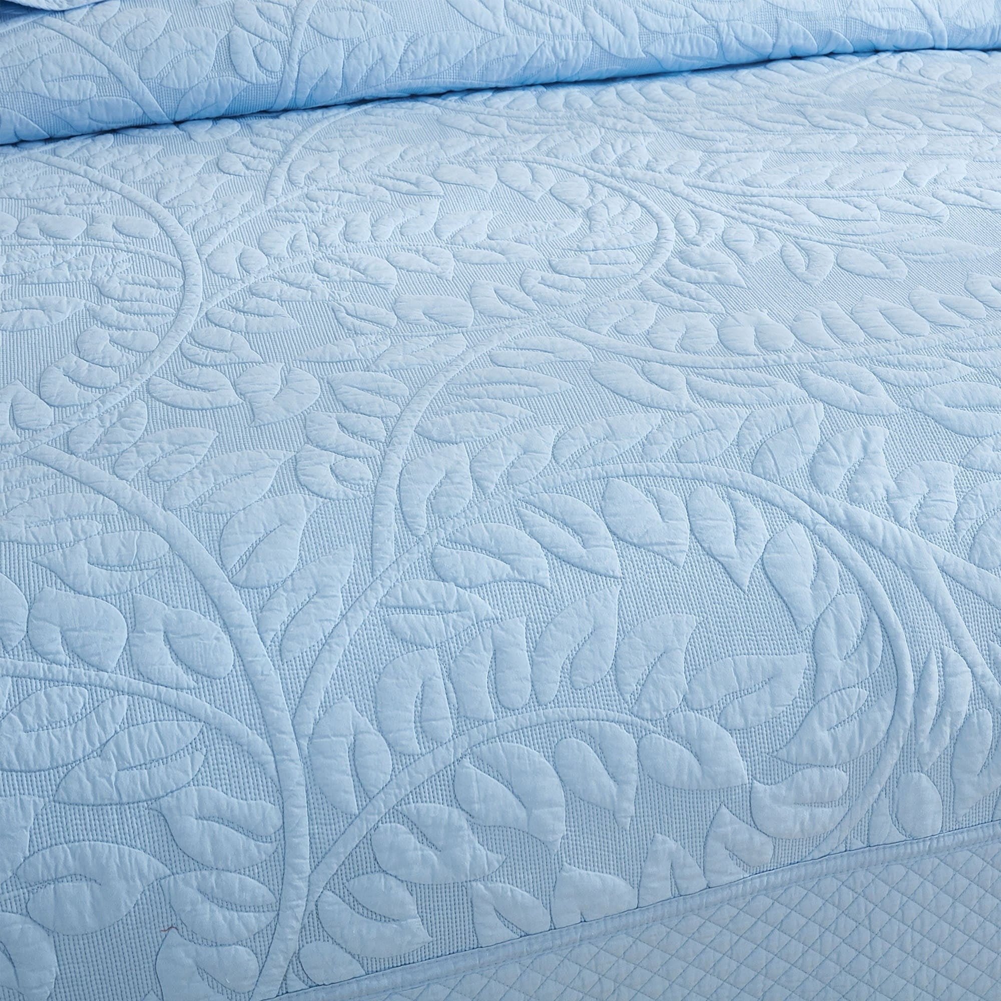 MarCielo  3 Piece Cotton Oversized Bedspread Quilt Set Tmonica Light Blue - Queen