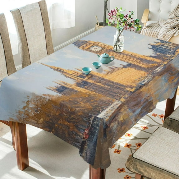 BZSMCE Square Tablecloth Autumn View Of Big Ben Pattern Pattern Tableclothes