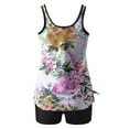 thumbnail image 4 of Nrmvnmi Tankini Swimsuits for Women 2 Piece Bathing Suits Floral Prints Round Neck Swim Tank Top with Boy Shorts Modest Swimwear Mothers Day Gifts, 4 of 6