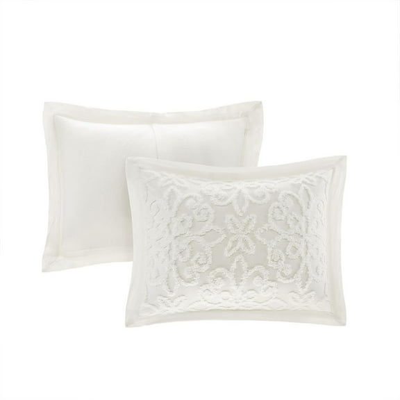 Floral Medallion Tufted White Bedspread Set, Belen Kox