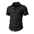 thumbnail image 5 of VgaVtl Turn Down Collar Shirt Men Knit Summer Short Sleeve Button up Plain Holiday Shirts for Men Casual, 5 of 7