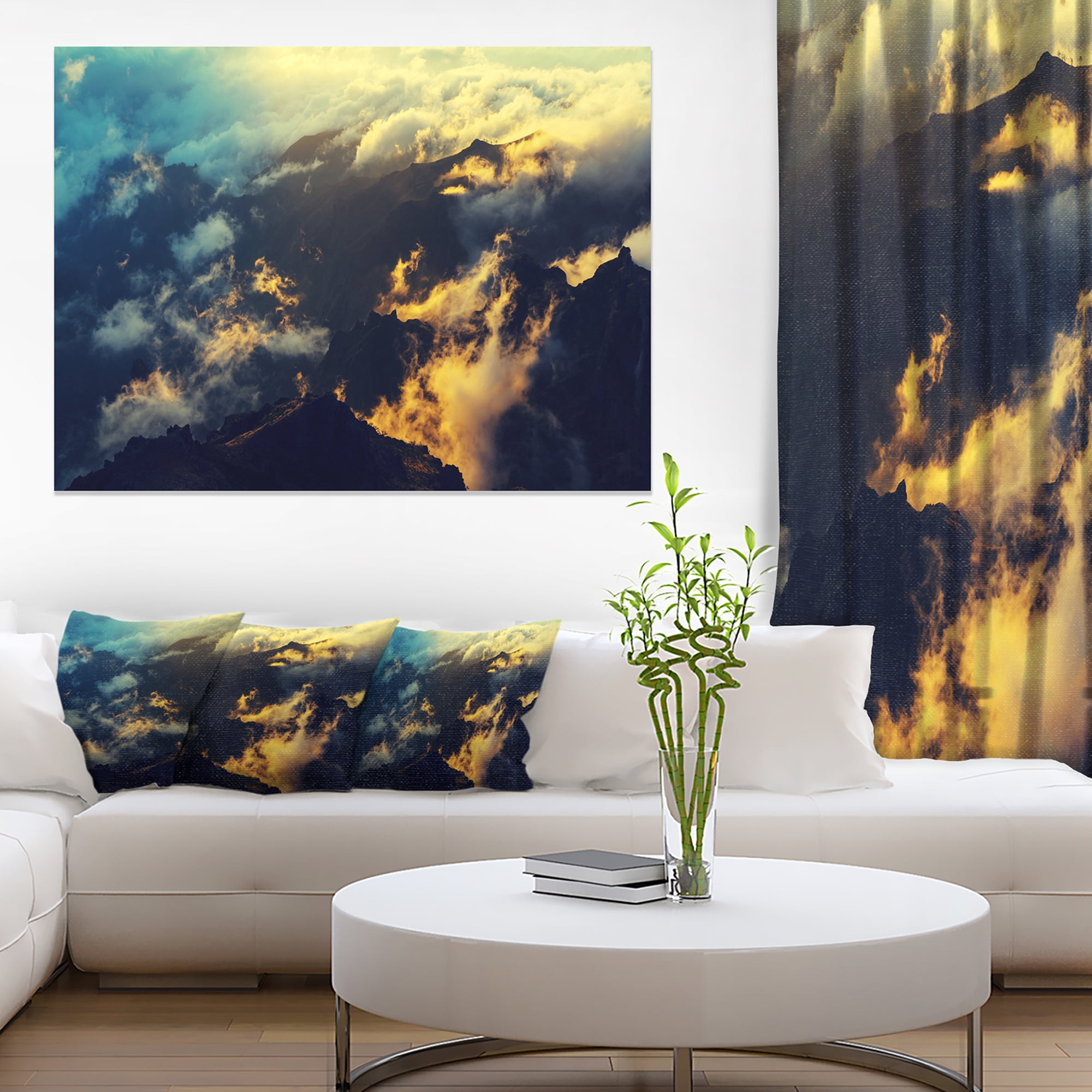 Sunset on hill above clouds extra large wall art landscape