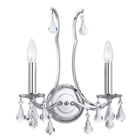 Steel 12 Light - Wall Sconces 2 Light With Polished Chrome Clear Hand Cut Steel Candelabra 12 inch 120 Watts - World of Lighting