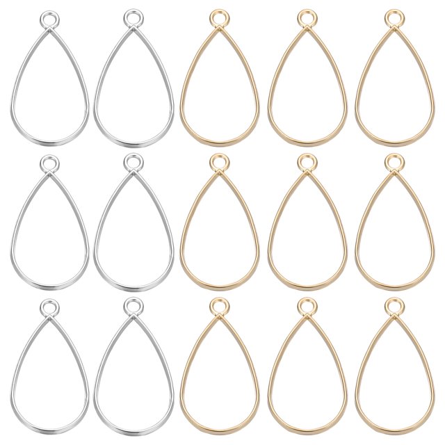 Unique Bargains Jewelry Making Charm, 80 Pcs Alloy Open Back Water Drop Bezel Frame Pendants for Necklace, Bracelet