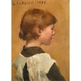 thumbnail image 2 of Sir George Clausen 14x18 Black Ornate Wood Framed Double Matted Museum Art Print Titled - A Girl's Head (1886), 2 of 5