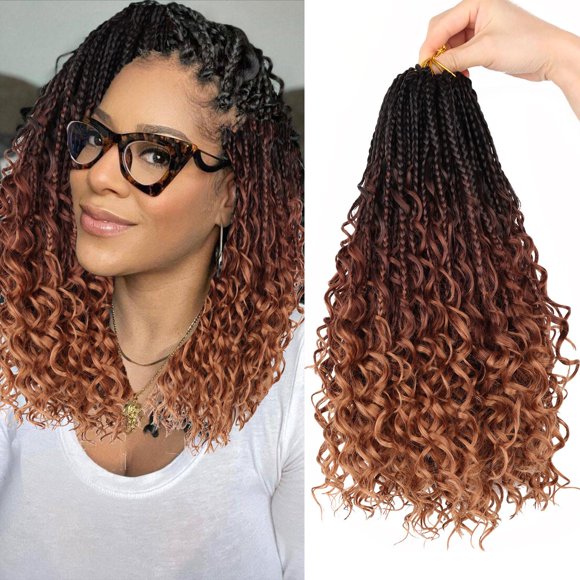 14 Inch Goddess Box Braids Crochet Hair for Black Women 8 Packs Crochet Box Braids Pre-looped Boho Box Braids Crochet Braids Synthetic Braiding Hair Extension 1b/33/30