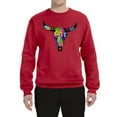 thumbnail image 2 of Wild Bobby, Colorful Rainbow Cow Bull Skull Animal Lover Unisex Crewneck Graphic Sweatshirt, Red, 4XL, 2 of 3