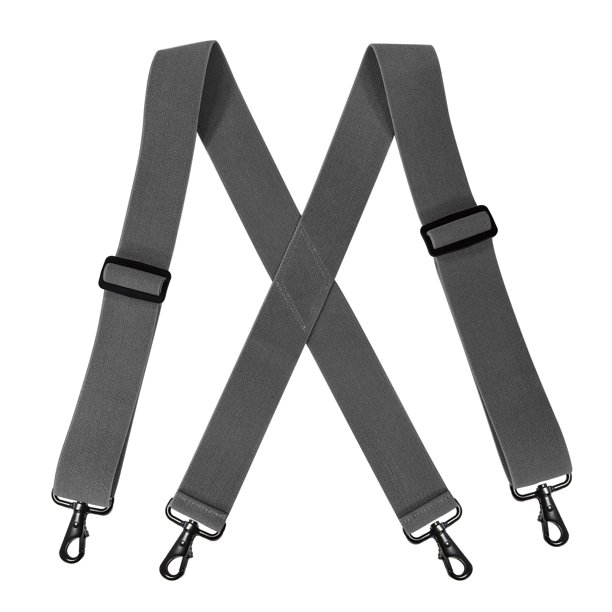 2 Inch Grey Suspenders For Men Adjustable Elastic Suspender With 4 Snap