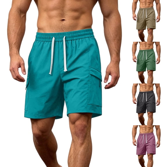 Wrtxtat Big and Tall Running Cargo Shorts for Men Drawstring Waist Athletic Gym Fitness Shorts with Multiple Pockets Green XXXL