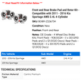 thumbnail image 2 of Front and Rear Brake Pad and Rotor Kit - Compatible with 2011 - 2016 Kia Sportage AWD 2.4L 4-Cylinder 2012 2013 2014 2015, 2 of 2