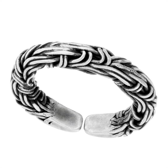81stgeneration Women's 999 Fine Silver Karen Hill Tribe Intertwined Cable Rope Adjustable Ring