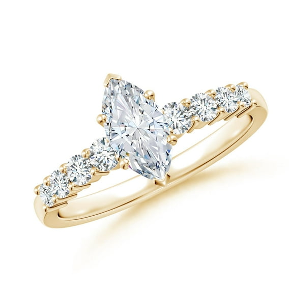 ANGARA Lab Grown Marquise Diamond Engagement Ring for Women in 14K Yellow Gold (Size-9x4.5mm| Color-F-G| Clarity-VS) | April Birthstone, Anniversary, Jewelry Gift for Women | Lab-Grown Diamond Ring