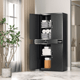 thumbnail image 4 of MoNiBloom 71" Metal Garage Storage Cabinet with Locking Doors & Drawer, Adjustable Shelves for Home, Office, Black, 4 of 10