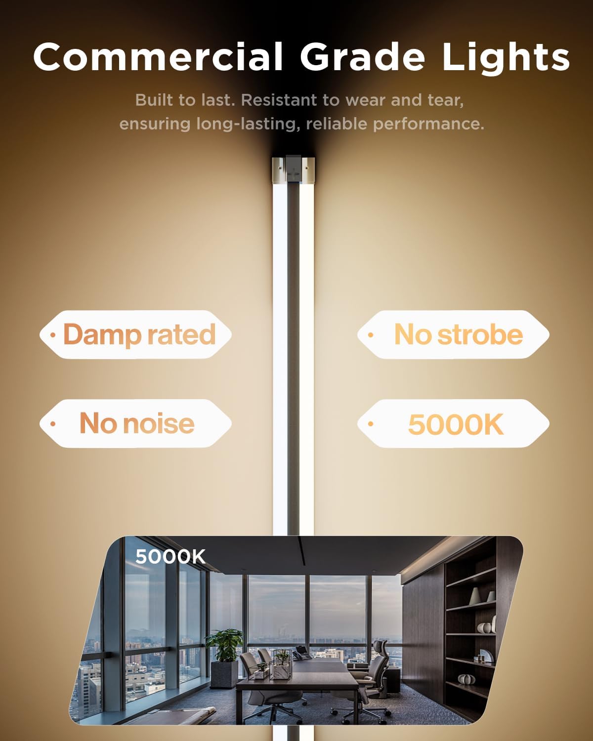6 Pack LED Shop Lights for Workshop 4FT, Linkable Garage Lighting, 4500 LM, 40W (150W Equivalent), 6000K Daylight Deluxe, Surface + Suspension Mount, 48 Inch Integrated Fixture, White