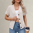 thumbnail image 2 of MSJUHEG Baggy Cardigan Short Sleeve Cardigan Lightweight Cardigans Cropped Cardigans Button Up Sweaters Cropped Knit Cardigan Sweaters Coat Outerwear Beige L, 2 of 4
