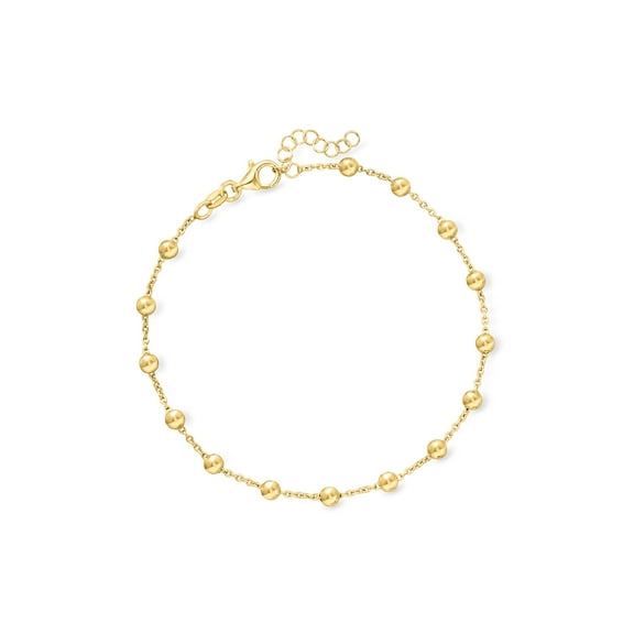 Ross-Simons Italian 18kt Gold Over Sterling Bead Station Anklet, Women's, Adult