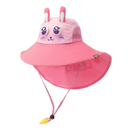 

XBTCLXEBCO Children Adjustable Sunscreen Hats Cartoon Animal Wide Brim Sun Protection Fisherman Hat