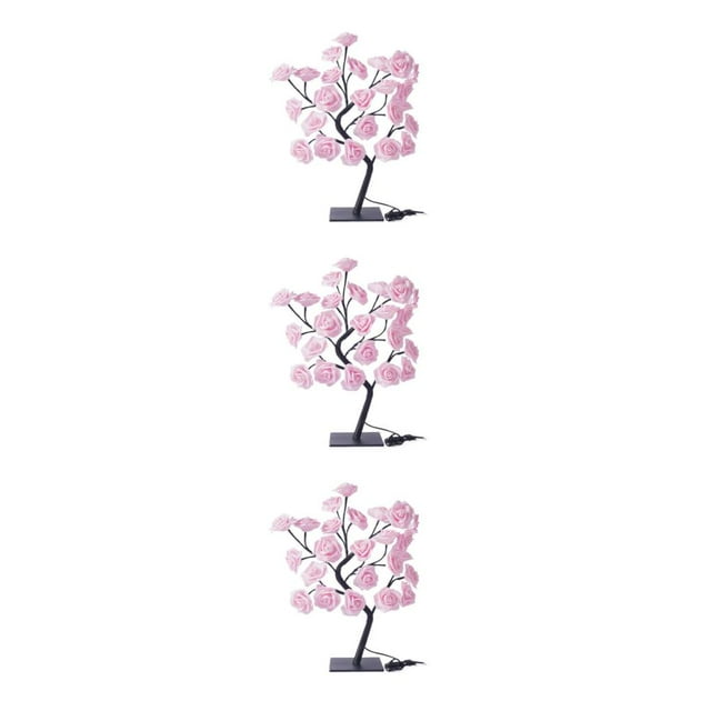 Ruiboury Color Changing Rose Lamp 鈥?Lighted Remote Control Gift For Any Occasion Wide Application Artificial Bonsai Tree Lights pink black rod 3Set