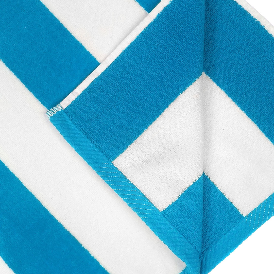 Kaufman -32" x 62" Turquoise Joey Velour Cabana Stripe Multicolor Beach Towel, 4-Pack, 100% U.S.A. Cotton