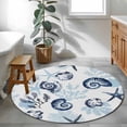 thumbnail image 4 of Summer Marine Life Round Area Rugs 3 ft, Ocean Watercolor Sea Conch Starfish Shells Coastal Washable Small Area Rug with Non-Slip Sturdy Edge Binding Round Front Door Mat Floor Carpet for Entryway, 4 of 9