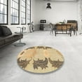 thumbnail image 4 of Ahgly Company Machine Washable Indoor Round Abstract Bronze Brown Area Rugs, 7' Round, 4 of 7