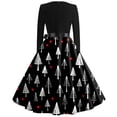 thumbnail image 4 of Christmas Dresses for Women Long Sleeve Flare Dress with Merry Christmas Print for Hollow Party Casual Square Collar Dresses,Black,L, 4 of 4