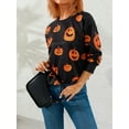 thumbnail image 3 of VISgogo Mujer Primavera Otoño Casual Pullover Manga Larga O Cuello Estampado De Calabaza Sudadera VISgogo moda, 3 of 9