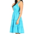 thumbnail image 4 of Sakkas Presta Roman Sleeveless Lined Tank Top Dress With Emrboidery Lace Design - Turquoise - 2X, 4 of 5