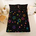 thumbnail image 5 of Manfei Kawaii Neon Stars King Sheets,Kawaii Cartoon Theme Bedding,Black,4 Pieces,1 Flat Sheet,1 Fitted Sheet and 2 Pillowcases, 5 of 6