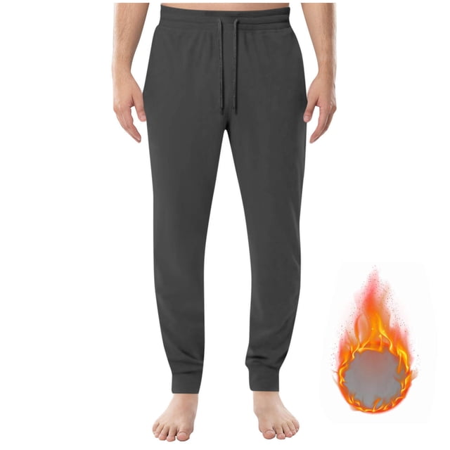 Pantalones largos para hombre, color liso, con bolsillos, cremallera, cintura elástica, de poliéster