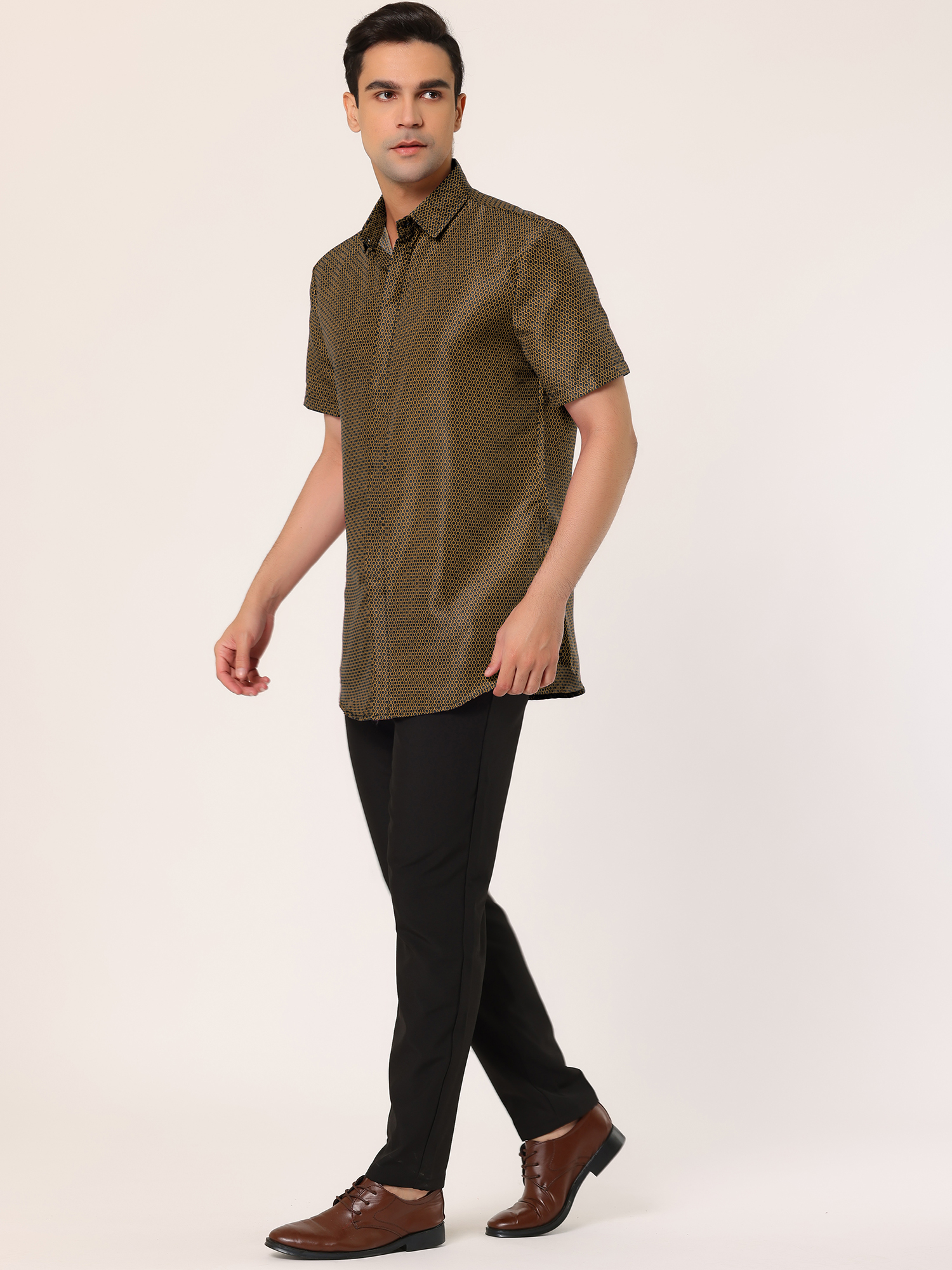 Short Sleeves Printed Dress Shirts 