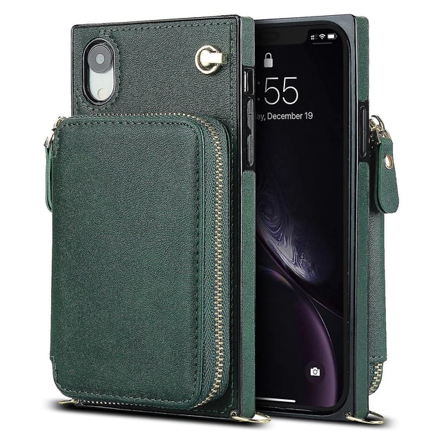 Funda tipo cartera para iPhone XR con tarjetero y correa para el hombro para mujer
