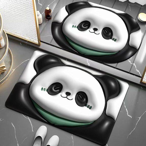 Bathroom Mats 3D Panda Diatomaceous Floor Rugs Super Absorbent Mat 50×80cm Doormats