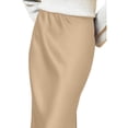 thumbnail image 6 of Women's Solid Color Slit Skirt Hip Hugging High Waist Satin Elegant Long Skirts Fashion Summer Midi Office Skirt For Women, 6 of 6