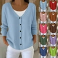 thumbnail image 2 of Button Down Cardigan Sweaters for Women Long Sleeve Loose Basic Solid Versatile Knitted Outerwear, 2 of 4