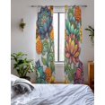thumbnail image 3 of Vintage Floral Boho Sheer Curtains 63 Inch Length 2 Panels Set for Living Room/Bedroom, Abstract Art Modern Flowers Kitchen Curtains Grommet Semi-Sheer Curtains Drapes Window Treatments 42"x63"x2, 3 of 7