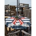 thumbnail image 2 of Outdoor Tablecloth with Umbrella Hole for Patio/Picnic/Party/Camping, Thin Navy Lines Waterproof Table Cloth Round Cover Washable, Patriotic Bow Vintage Distressed Striped (Dia 60"), 2 of 9