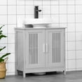thumbnail image 5 of Modern Under Sink Cabinet with 2 Doors, Pedestal Under Sink Bathroom Cupboard, Bathroom Vanity Cabinet with Adjustable Shelves, Gray, 5 of 5