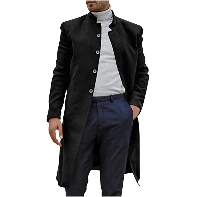 Njoeus Men's Trench Coat Long Jacket Stylish Business Woolen