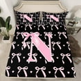 thumbnail image 2 of jejeloiu Initial Letter N Bed Sheets,Kawaii Bowknot King Sheets,Pink Black Sheet Set For Girls,Breathable Bedroom Decoration,4 Pieces, 2 of 7