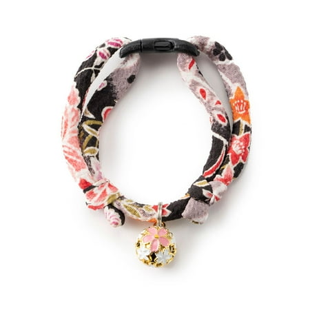 UPC: 4580471865217 | Necoichi Chirimen Sakura Cat Collar (Black)